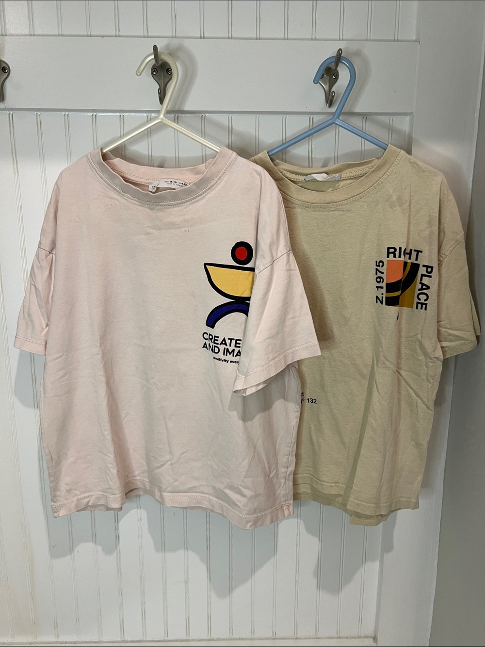 Zara Kids Short Sleeve Tee Set - Light Pink & Beige